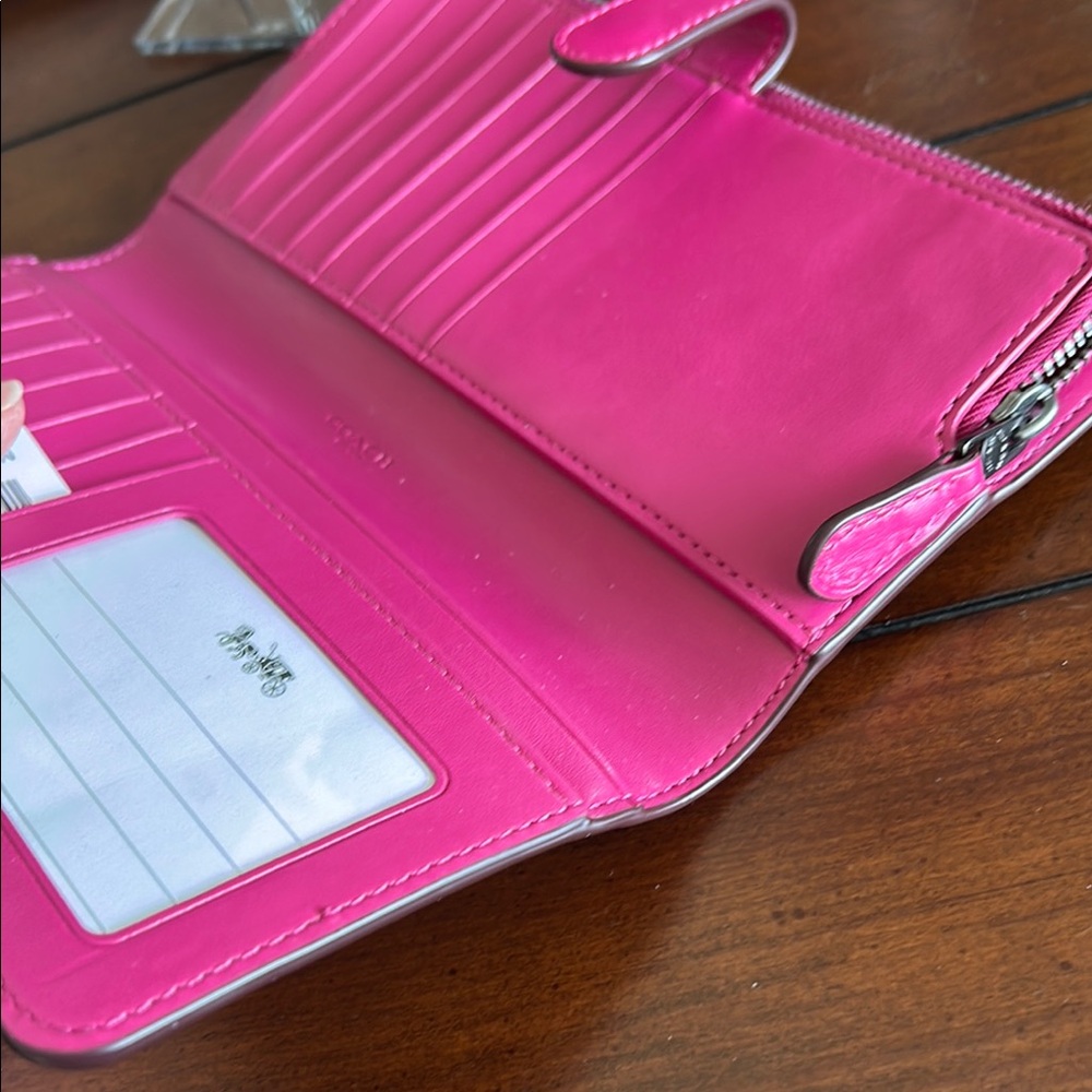 Coach Smooth Leather Fuchsia Women's Wallet - Picture 10 of 16